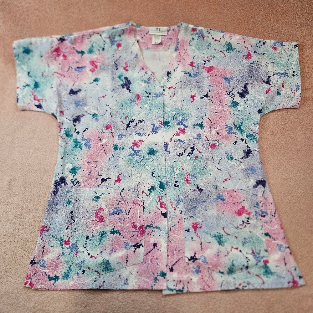 TL Uniforms Vintage Splatter Paint Scrub Top w/ Pocket Women's M